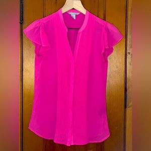H&M Size 4 Hot Pink Sheer Sleeveless Blouse